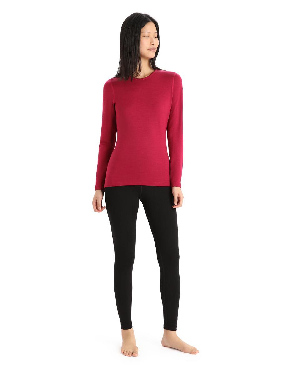 One Piece & Sets Icebreaker Merino 260 Tech Long Sleeve Crewe Thermal Top Damskie Różowe | PL 1187NWYB